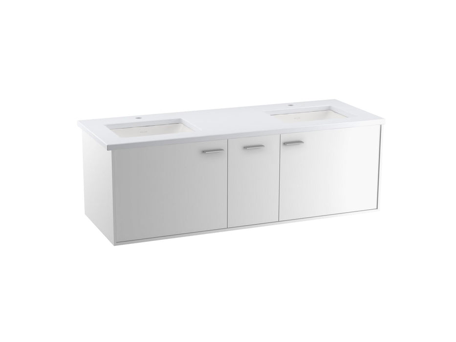 KOHLER Jute 60" wall-hung bathroom vanity cabinet with sinks and quartz top
