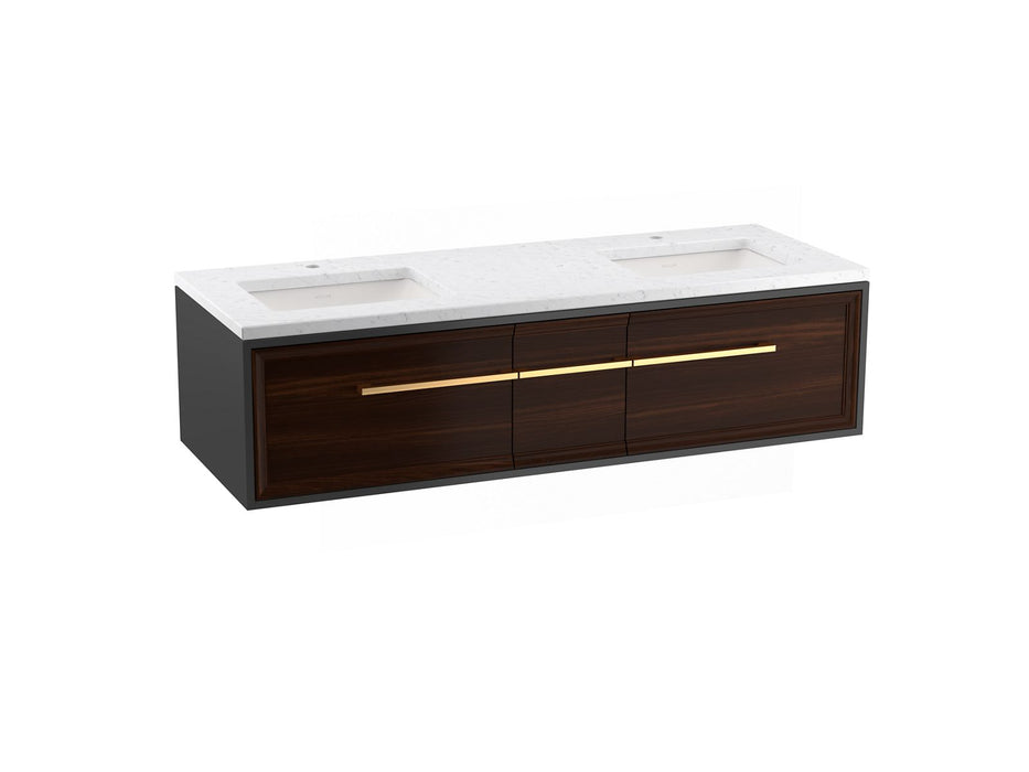 KOHLER Lodern 60" wall-hung bathroom vanity cabinet with sinks and quartz top
