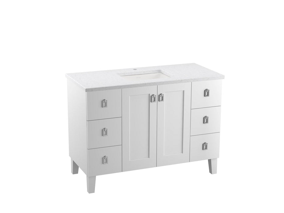 KOHLER Poplin 48" bathroom vanity cabinet with sink and quartz top