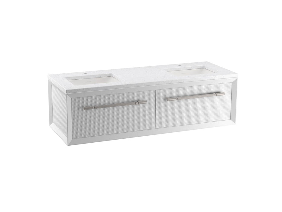 KOHLER Enivo 60" wall-hung bathroom vanity cabinet with sinks and quartz top