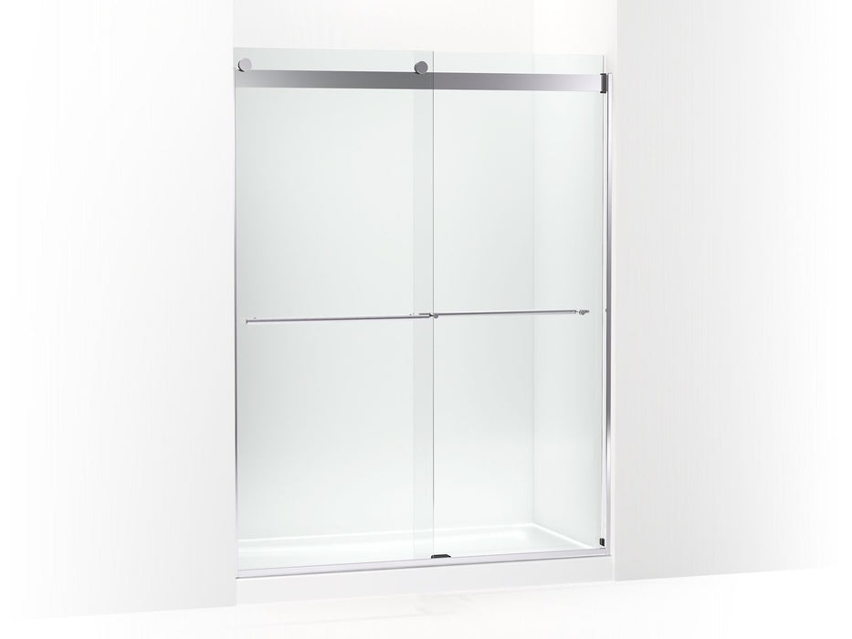 KOHLER K-702424-L Levity Plus Frameless sliding shower door, 77-9/16" H x 56-5/8 - 59-5/8" W, with 5/16"-thick Crystal Clear glass