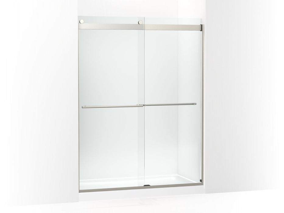 KOHLER K-702424-L Levity Plus Frameless sliding shower door, 77-9/16" H x 56-5/8 - 59-5/8" W, with 5/16"-thick Crystal Clear glass