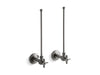 KOHLER K-7605-P Pair 3/8" NPT angle supplies with stop, cross handle and annealed vertical tube