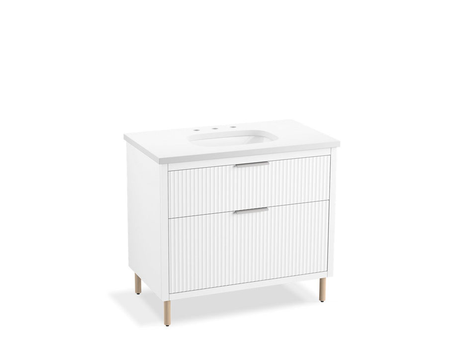 KOHLER K-32171-ASB Spacity 36" wall-hung bathroom vanity cabinet with sink and quartz top