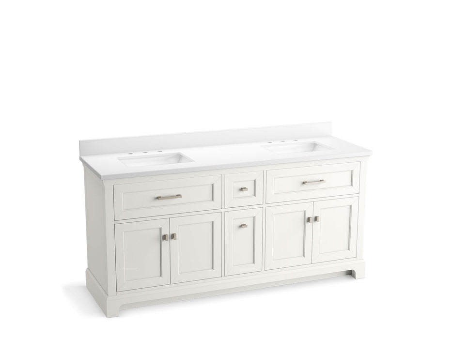 KOHLER K-29264-BD1 Charlemont 73" bathroom vanity cabinet with sinks and quartz top