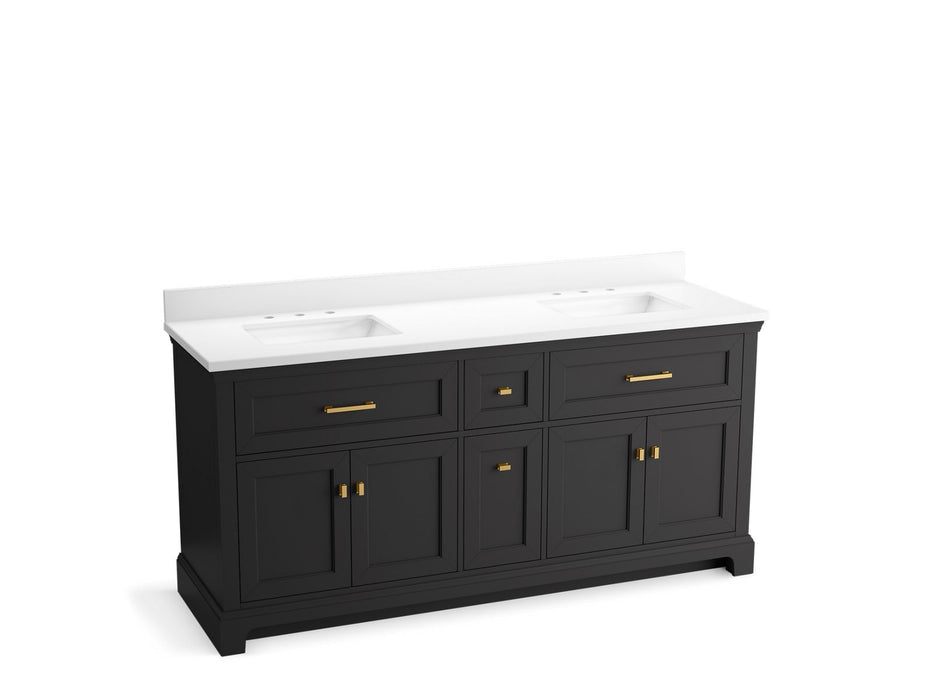 KOHLER K-29264-BD1 Charlemont 73" bathroom vanity cabinet with sinks and quartz top