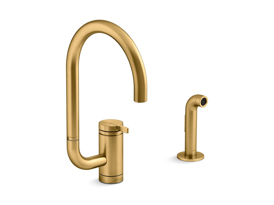 KOHLER K-28272 Components Single-handle kitchen sink faucet with two-function extended-reach spout and side sprayer