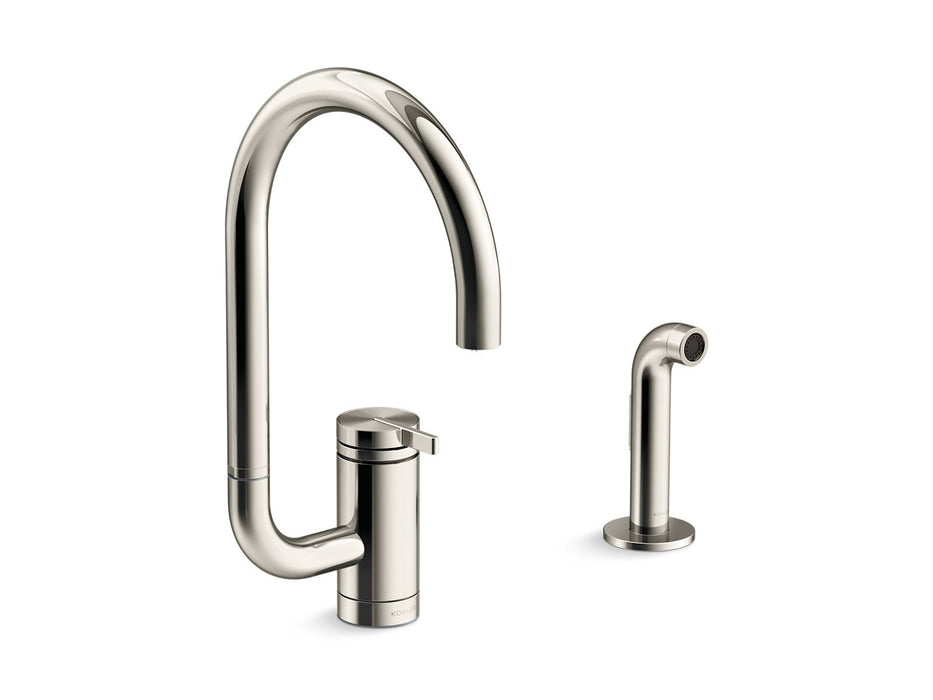 KOHLER K-28272 Components Single-handle kitchen sink faucet with two-function extended-reach spout and side sprayer