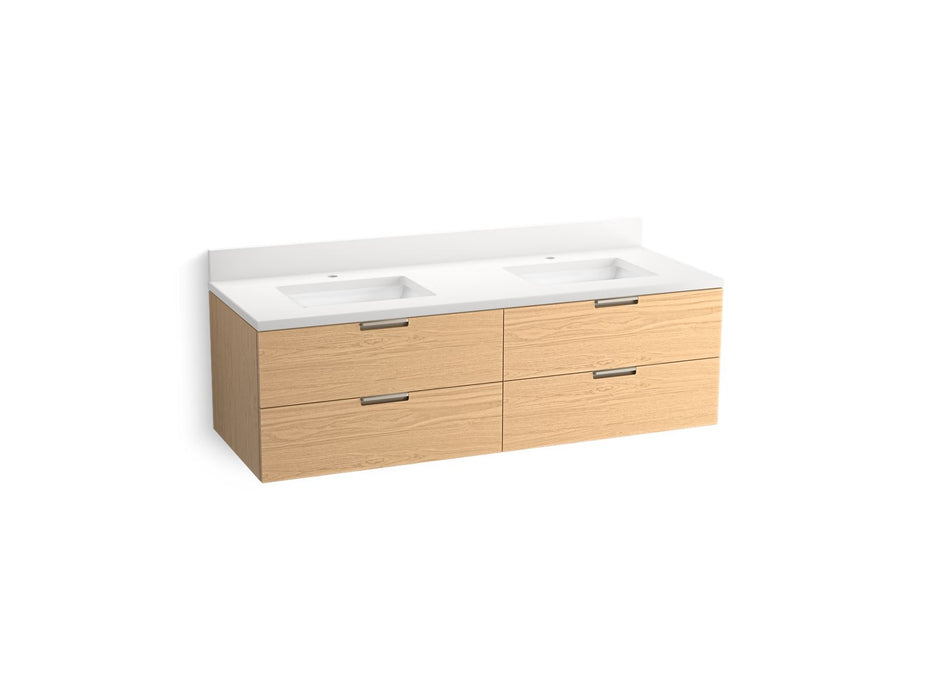 KOHLER Maxstow™ 60" wall-hung bathroom vanity cabinet with sink and quartz top