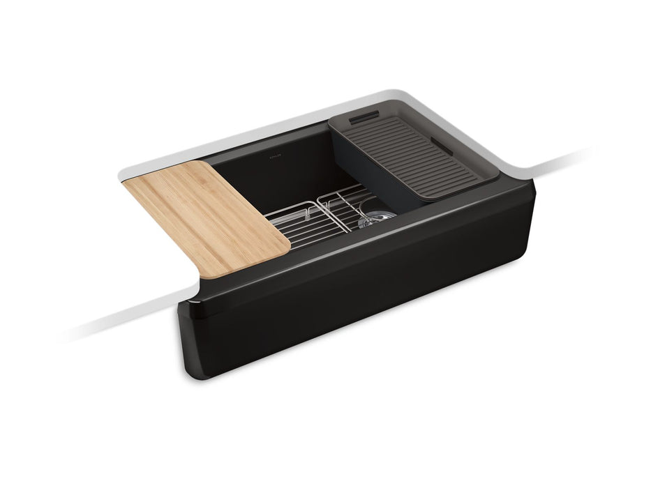 KOHLER Riverby 35-3/4" undermount single-bowl farmhouse workstation kitchen sink