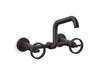 KOHLER Billet™ Two-hole wall-mount bridge kitchen sink faucet