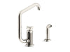KOHLER Billet™ Single-handle bar sink faucet with two-function extended-reach spout and side sprayer