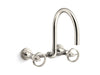 KOHLER Billet™ Two-hole wall-mount bridge kitchen sink faucet