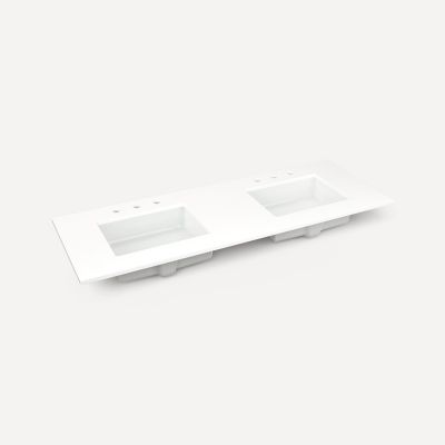 Quartz Stone Vanity Top, 60" x 1-1/8" x 23", Double Undercounter Sink, Three Hole, For Sendai and Mackey