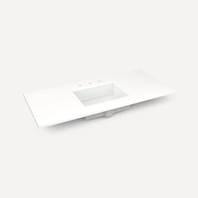 Quartz Stone Vanity Top, 48" x 1-1/8" x 23", Center Undercounter Sink, Three Hole, For Sendai and Chestnut Hill