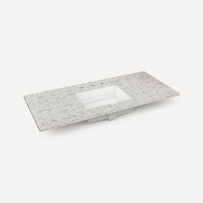 Quartz Stone Vanity Top, 48" x 1-1/8" x 23", Center Undercounter Sink, Three Hole, For Sendai and Chestnut Hill