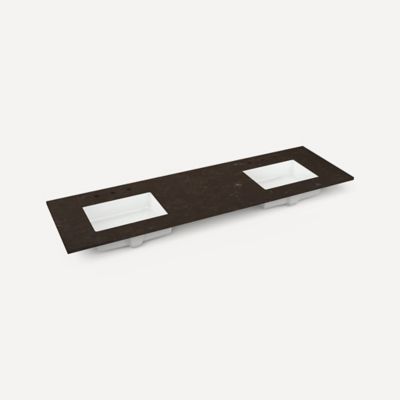 Quartz Stone Vanity Top, 72" x 1-1/8" x 23", Double Undercounter Sink, Three Hole, For Willowmere