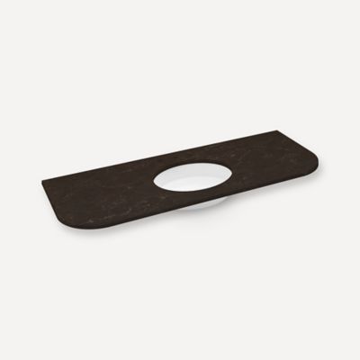 Quartz Stone Vanity Top, 56" x 1-1/8" x 23", Center Undercounter Sink, Three Hole, For Rosebrook