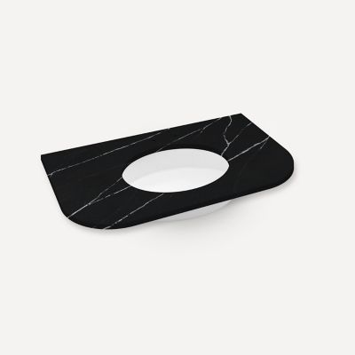 Quartz Stone Vanity Top, 36" x 1-1/8" x 23", Center Undercounter Sink, Three Hole, For Rosebrook