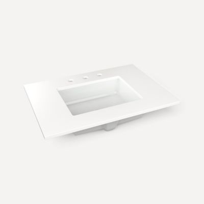 Robern Engineered Stone Top Quartz Stone Vanity Top, 30" x 1-1/8" x 23", Center Undercounter Sink, Three Hole, For Sendai, Bergman, Mackey and Chestnut Hill