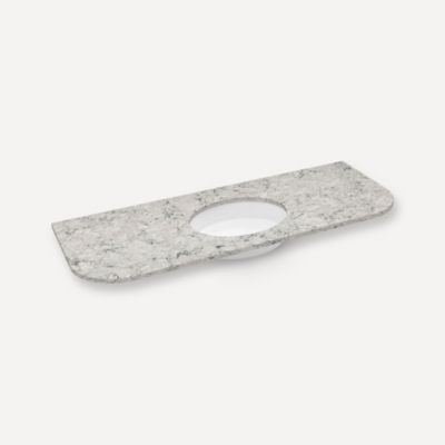 Robern Engineered Stone Top Quartz Stone Vanity Top, 56" x 1-1/8" x 23", Center Undercounter Sink, Three Hole, For Rosebrook