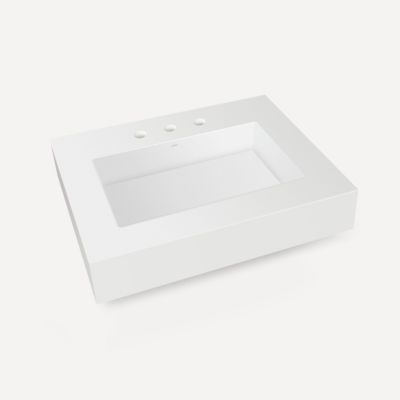 Robern TA30MCO102 Engineered Stone Top Integrated Basin Vanity Top, 30" x 6" x 23", Center Integrated Sink, Three Hole,...
