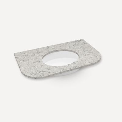 Quartz Stone Vanity Top, 36" x 1-1/8" x 23", Center Undercounter Sink, Three Hole, For Rosebrook