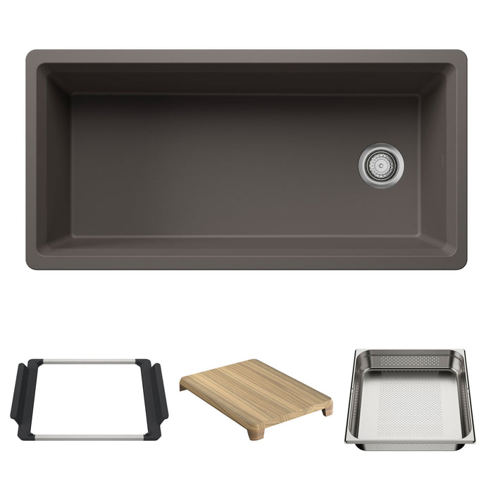 BLANCO Inteos SILGRANIT 39" Single Bowl Reversible Undermount Workstation Kitchen Sink - Volcano Gray