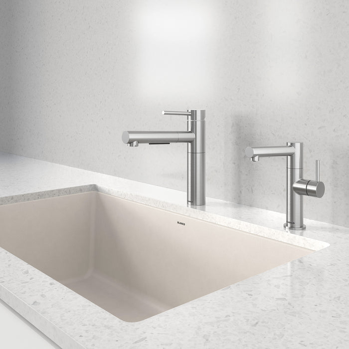 Pvd Steel - BLANCO Alta II Low Arc Pull-Out Dual-Spray Kitchen Faucet
