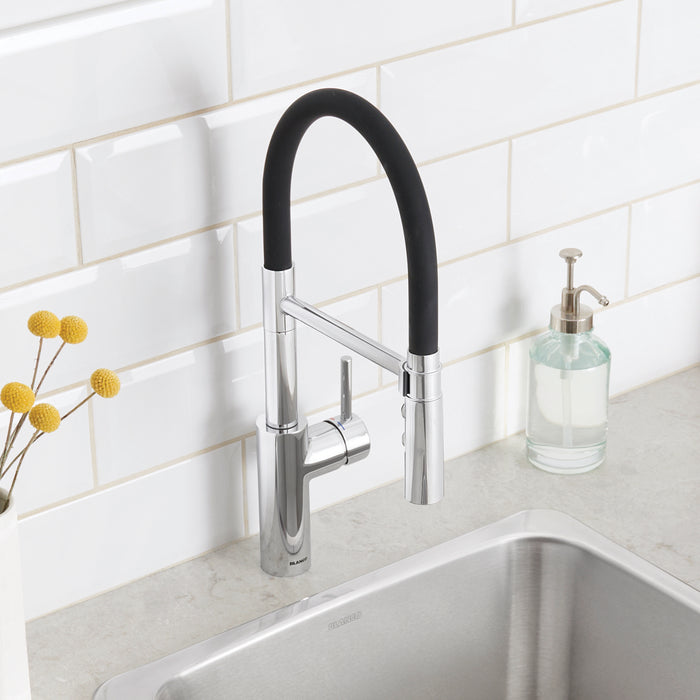 Chrome - BLANCO Catris Flexo Semi-Pro Pull-Down Dual-Spray Kitchen Faucet