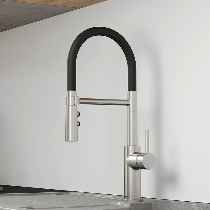 Pvd Steel - BLANCO Catris Flexo Semi-Pro Pull-Down Dual-Spray Kitchen Faucet