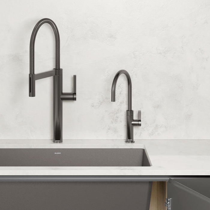 Satin Dark Steel - BLANCO Culina II High Arc Beverage Faucet - RO Compatible