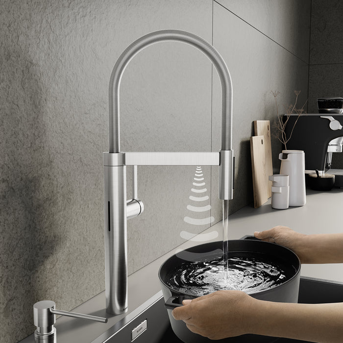 Pvd Steel - BLANCO Culina II Pull-Down Dual-Spray Touchless Sensor Kitchen Faucet