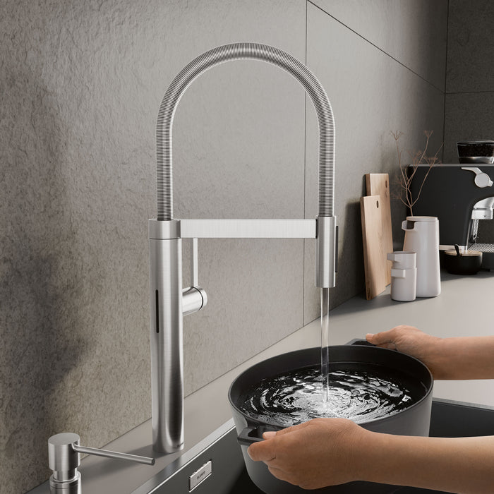 Pvd Steel - BLANCO Culina II Pull-Down Dual-Spray Touchless Sensor Kitchen Faucet
