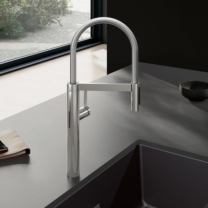 Pvd Steel - BLANCO Culina II Pull-Down Dual-Spray Touchless Sensor Kitchen Faucet