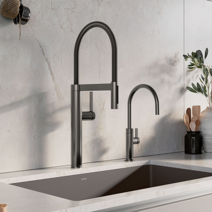 Satin Dark Steel - BLANCO Culina II Semi-Pro Pull-Down Dual-Spray Kitchen Faucet
