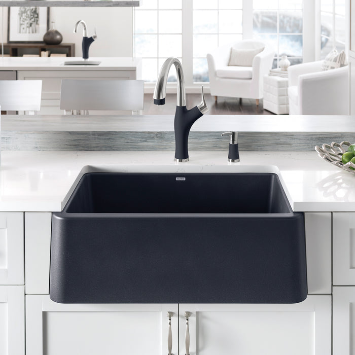 Anthracite - BLANCO Ikon SILGRANIT 30" Single Bowl Apron-Front Farmhouse Sink