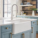 White - BLANCO Ikon SILGRANIT 33" Double Bowl Apron-Front Farmhouse Sink with Low Divide