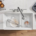 White - BLANCO Ikon SILGRANIT 33" Double Bowl Apron-Front Farmhouse Sink with Low Divide