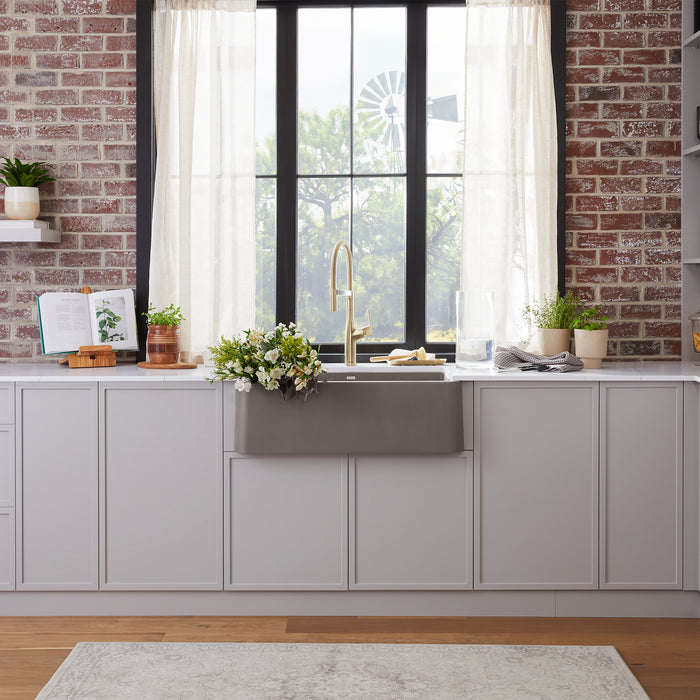 Volcano Gray - BLANCO Ikon SILGRANIT 33" Single Bowl Apron-Front Farmhouse Sink