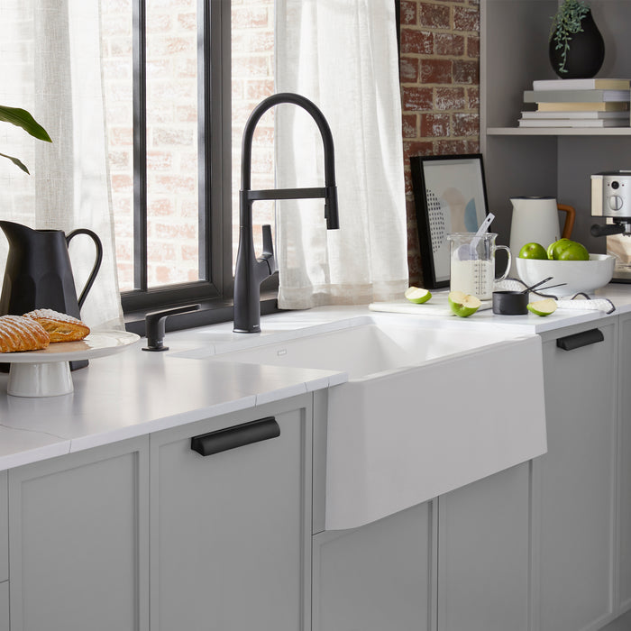 White - BLANCO Ikon SILGRANIT 33" Single Bowl Apron-Front Farmhouse Sink