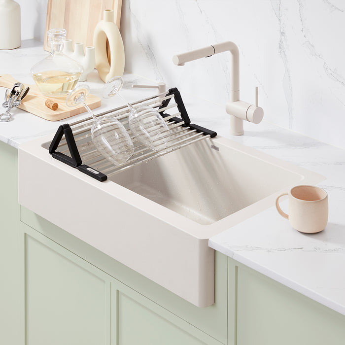 Soft White - BLANCO Linus Low Arc Pull-Out Dual-Spray Kitchen Faucet