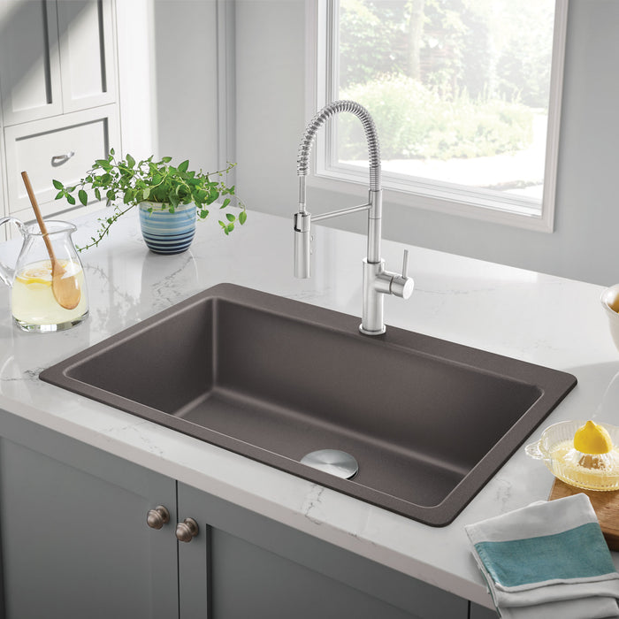 Volcano Gray - BLANCO Liven SILGRANIT 33" Super Single Dual Mount Kitchen Sink