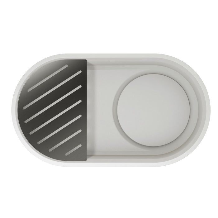 Cloud White - BLANCO Oovalon VELGRANIT 30" Single Bowl Undermount/Flush-Mount Kitchen Sink with Capflow
