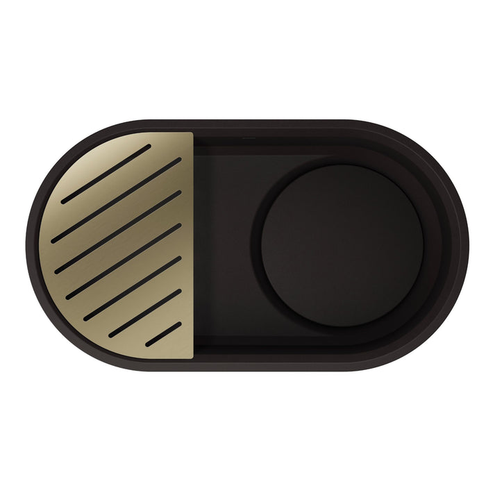 Mystic Black - BLANCO Oovalon VELGRANIT 30" Single Bowl Undermount/Flush-Mount Kitchen Sink with Capflow