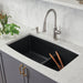 Coal Black - BLANCO Performa SILGRANIT 33" 60/40 Double Bowl Undermount Kitchen Sink with Low Divide