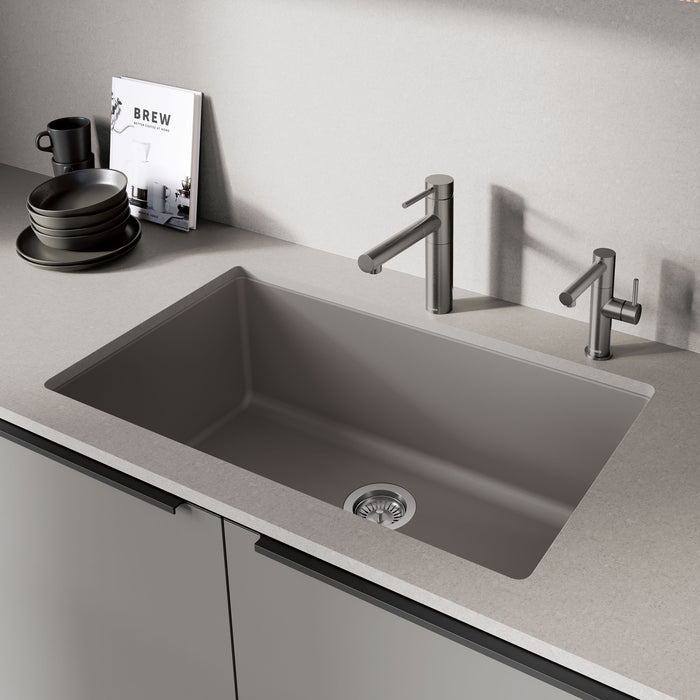 Volcano Gray - BLANCO Precis SILGRANIT 32" Super Single Undermount Kitchen Sink