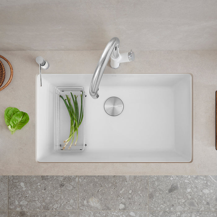 White - BLANCO Precis SILGRANIT 32" Super Single Undermount Kitchen Sink