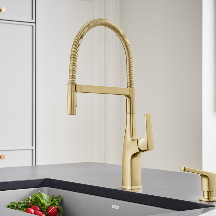 Satin Gold - BLANCO Rivana Semi-Pro Pull-Down Dual-Spray Kitchen Faucet