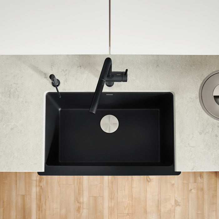 Coal Black - BLANCO Vintera SILGRANIT 30" Single Bowl Apron-Front Farmhouse Sink